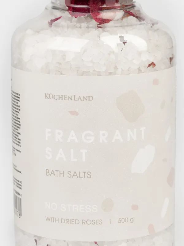 Ваннаға арналған тұз, 500 гр, нәрлендіреді, кептірілген раушан гүлдерімен, ақ, Раушан, Антистресс, Fragrant salt, image-2
