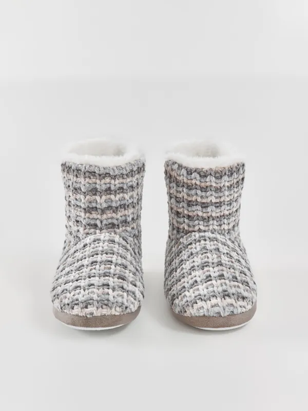 Әйелдер тәпішкелері, үйге арналған, өлшемі 36-37, ұзын, шенилл/жасанды үлбір, сұр, Knitted soft, image-1