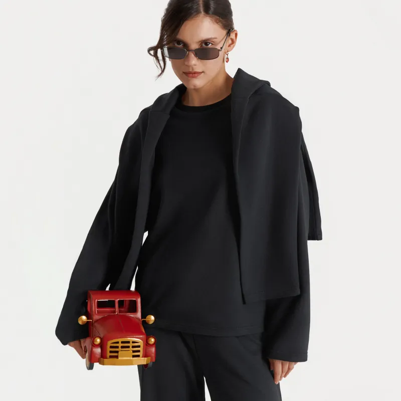 Әйелдер свитшоты, үйге арналған, өлшемі L, полиэстер/мақта, қара, Courtney