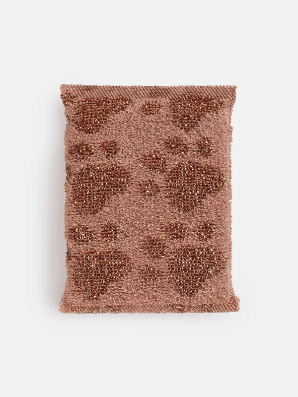 Губка для мытья посуды, 12х9 см, двустронняя, полиэстер/поролон, бронзовая, Лапки, Clean, image-2