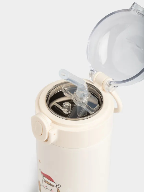 Балаларға арналған термос, 320 мл, сабаны бар, болат/пластик, сарғылт-қоңыр, Жылқы, Cute vessel, image-4