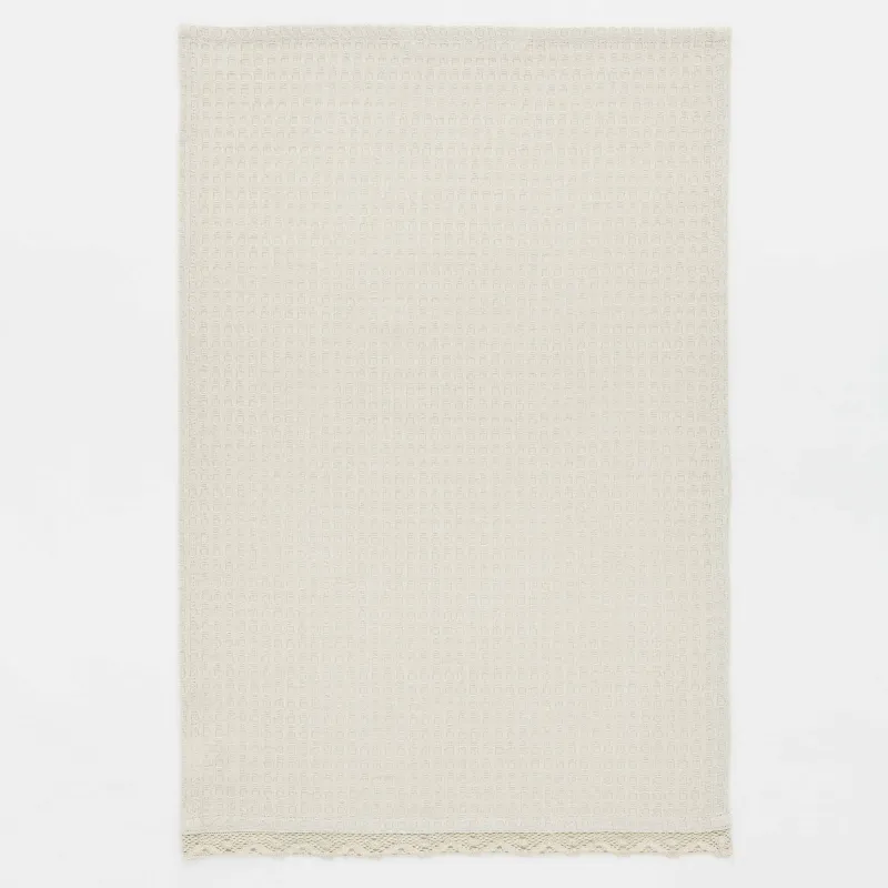 Ас үй сүлгісі, 40х60 см, 2 дана, шілтермен, мақта, сарғылт-қоңыр, Waffle, image-1