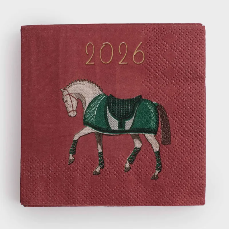 Салфетки бумажные, 21х21 см, 20 шт, квадратные, бордовые, Лошадь, Warhorse