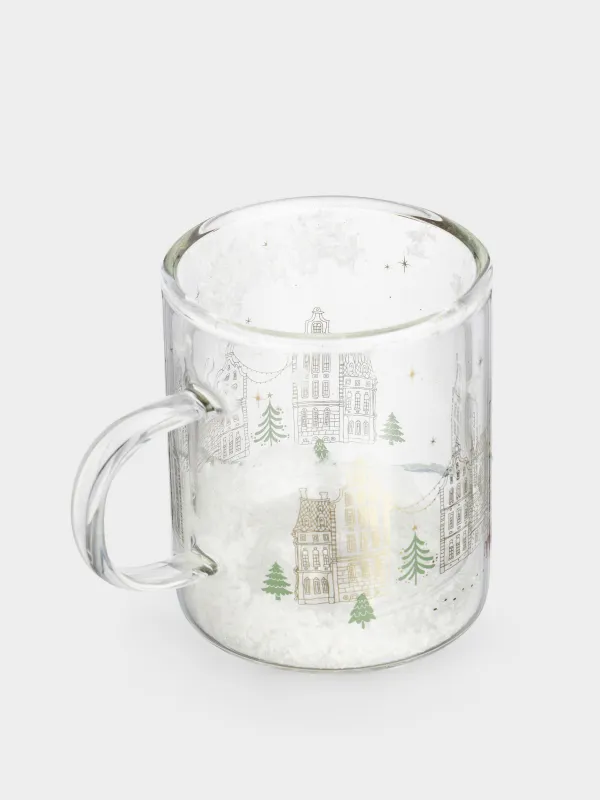 Кружка, 350 мл, с блестками и со снегом, Дома, Air decor, image-1