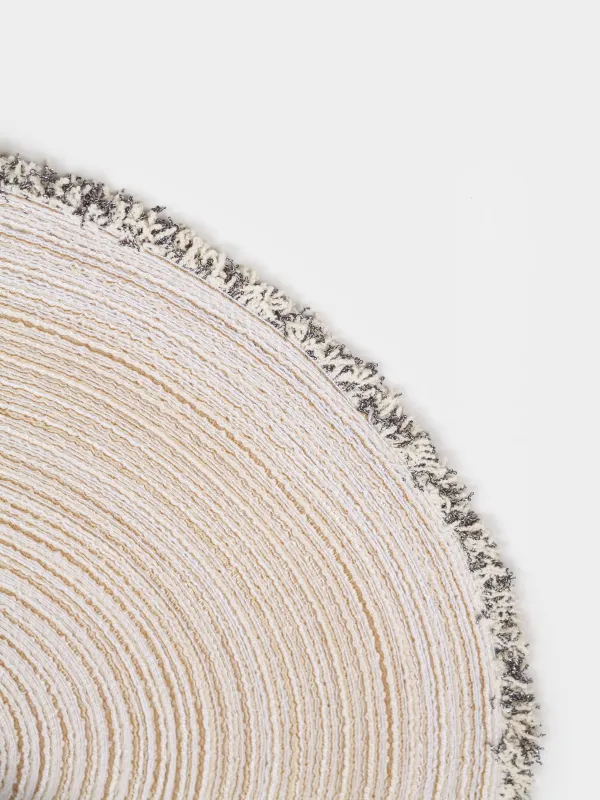 Салфетка под приборы, 38 см, с бахромой, полиэстер, круглая, бежевая, Rotary, image-3