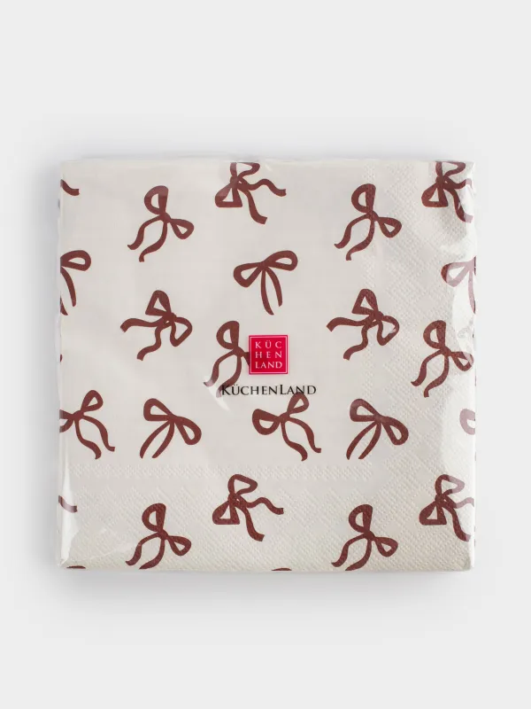 Қағаз майлықтар, 33х33 см, 20 дана, төртбұрышты, ақ, Бантиктер, Christmas bow, image-4