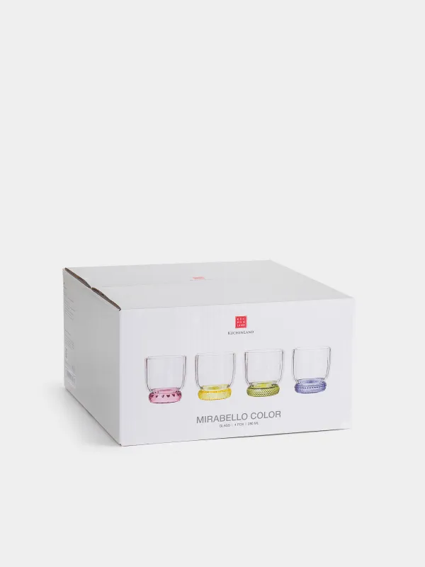 Стақан, 9 см, 280 мл, 4 дана, шыны, түрлі-түсті микс, Mirabello color, image-7