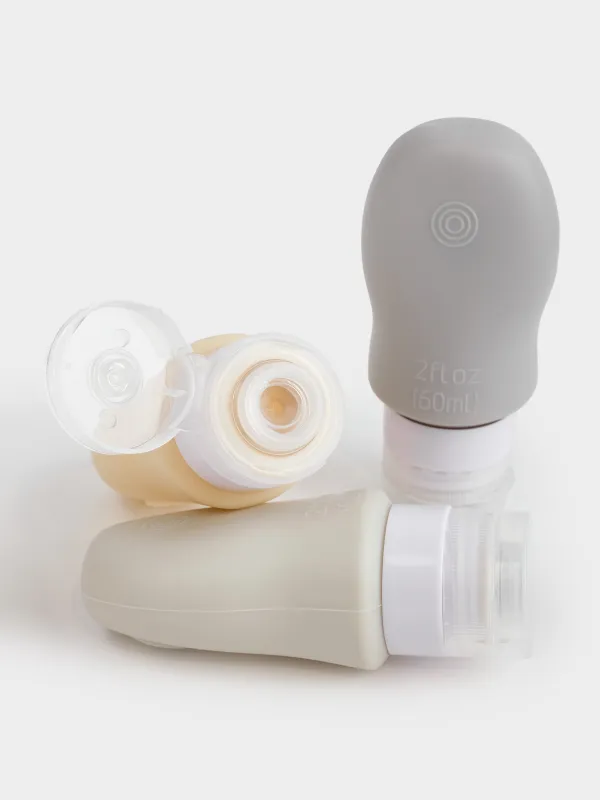 Саяхатқа арналған құтылар жинағы, 4 дана, жабысқыш сорғышы бар, косметикалық қапшықта, силикон, Travel color, image-5