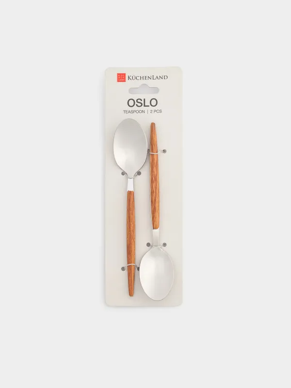 Ложка чайная, 2 шт, сталь/пластик, коричневая, Oslo, image-6