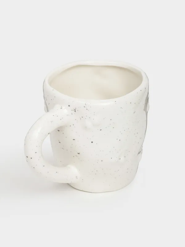 Кружка, 330 мл, керамика D, молочная, в крапинку, Вишни, Relief, image-1