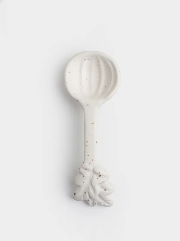 Сахарница, 12 см, 460 мл, с ложкой, керамика D, молочная, в крапинку, Тыква, Slight frost, image-5