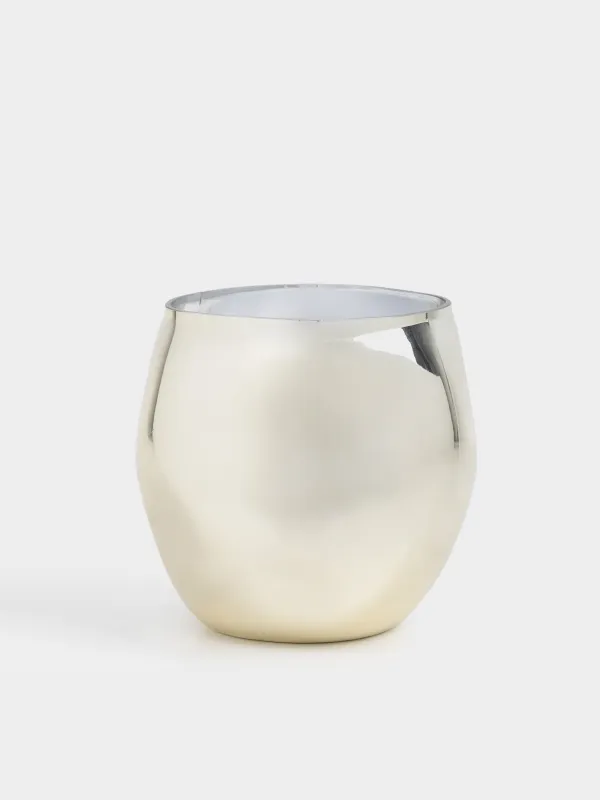 Свеча ароматическая, 14 см, три фитиля, в подсвечнике, стекло, шампань, Cloud, Gold candle, image-0