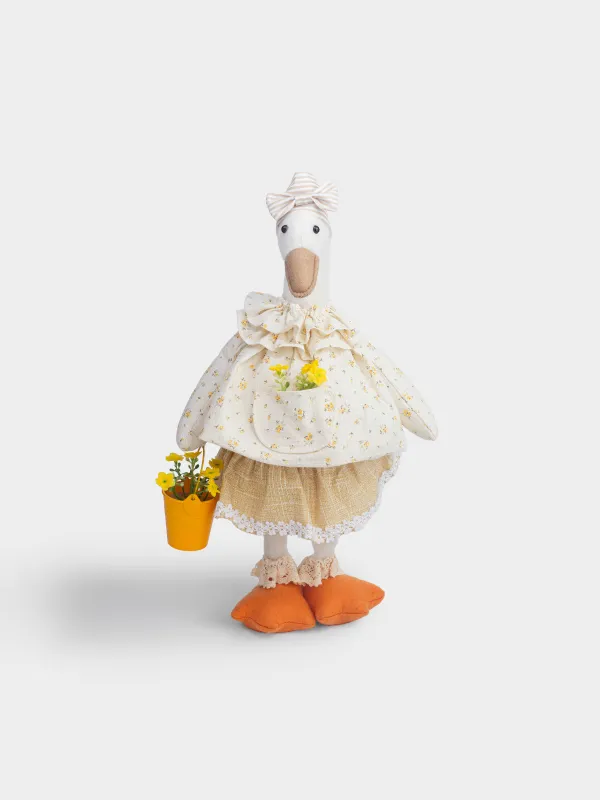 Изделие декоративное, 45 см, полиэстер, бело-золотистое, Гусыня в платье, Goose, image-0
