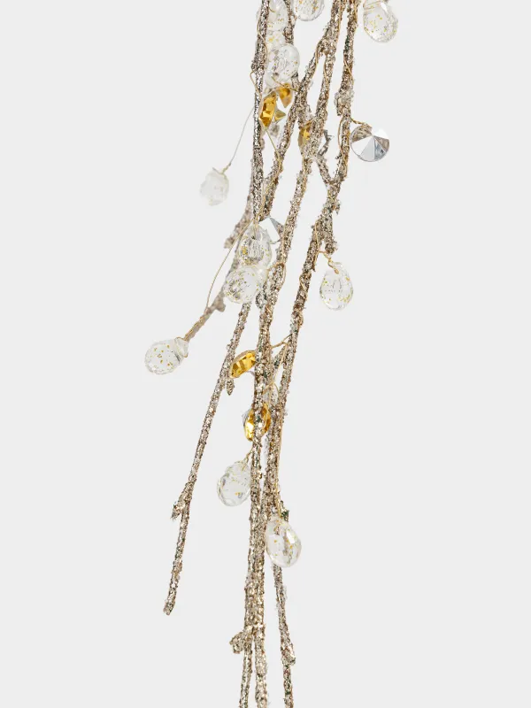 Ветка декоративная, 72 см, Серебристо-золотистые кристаллы, Crystal decor, image-4