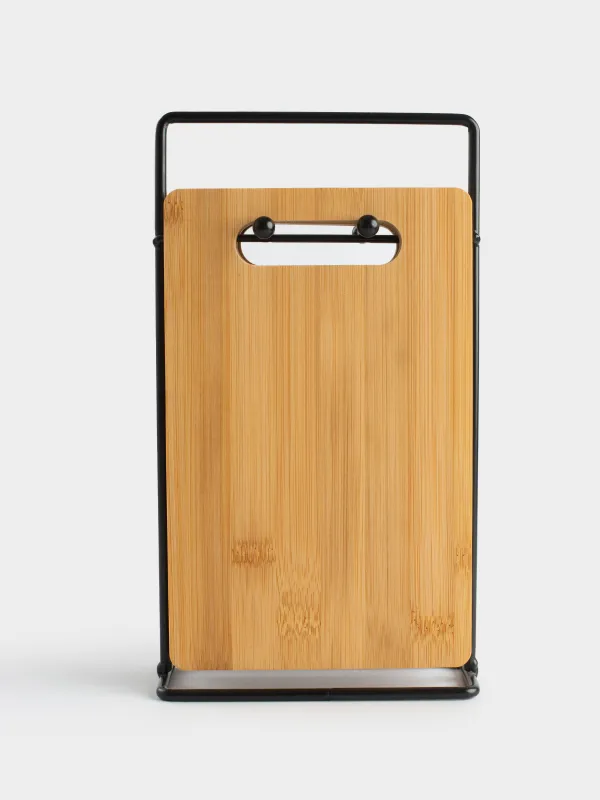 Кесу тақтасы,, 22х14 см, 4 дана, тұғырда, бамбук/болат, тікбұрышты, Bamboo, image-9