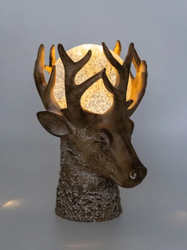 Қар шамы, 25 см, жарықтандырылған, пластик, қоңыр, Бұғы мүйізіндегі шар, Deer, image-6