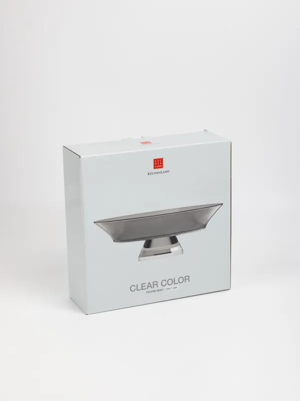 Блюдо на ножке, 20х7 см, стекло, серое, Clear grey, image-5