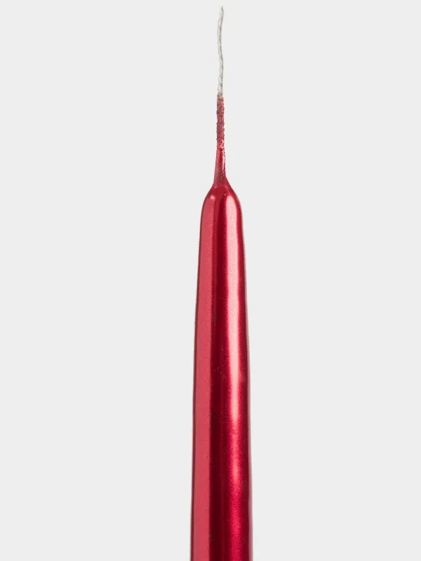 Шам, 30 см, 2 дана, жіңішке, ортақ фитилі бар, қызыл, Vivid candle, image-2