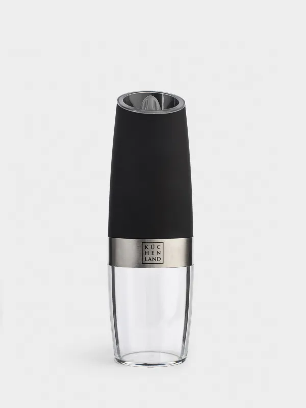 Мельница для специй, 20 см, гравитационная, пластик/акрил, LED W, черная, Spicy, image-0