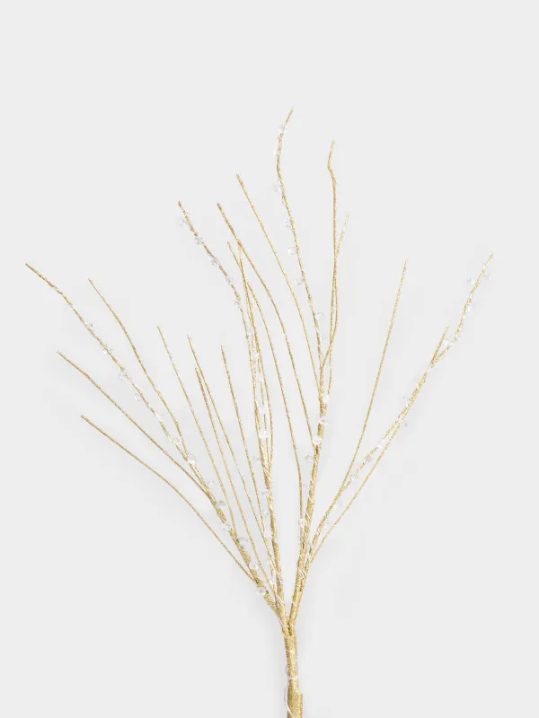 Сәндік бұтақ, 1 м, жарықтандырылған, полипропилен/металл, алтын түстес, Кристалдар, Crystal decor, image-1