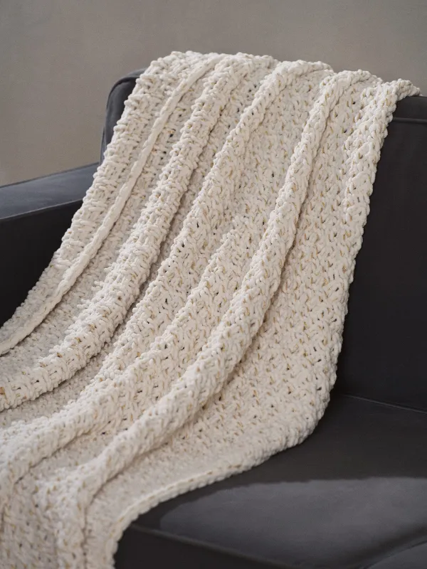 Плаид, 127x152 см, тоқылған, полиэфир, піл сүйегі, нейтрал, image-4