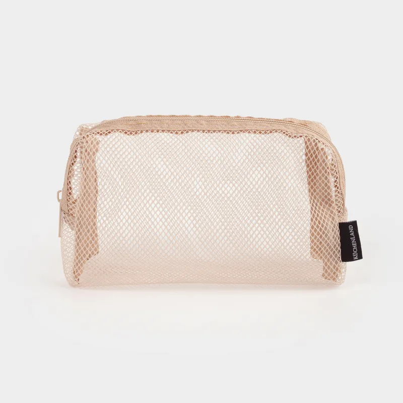 Косметичка, 18х12 см, полиэстер, бежевая, Сетка, Easy Travel