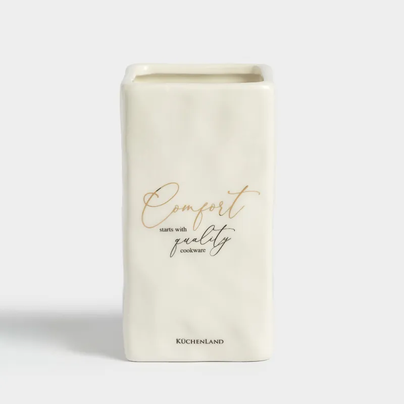 Подставка для кухонных принадлежностей, 15 см, керамика, молочная, Мятый эффект, Crumple kitchen