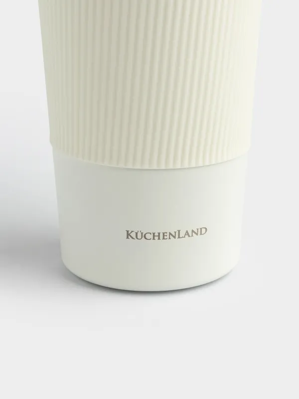 Термо саптыаяқ, 500 мл, зарфы бар, болат/пластик/силикон, сарғылт-қоңыр, Coffee life, image-4