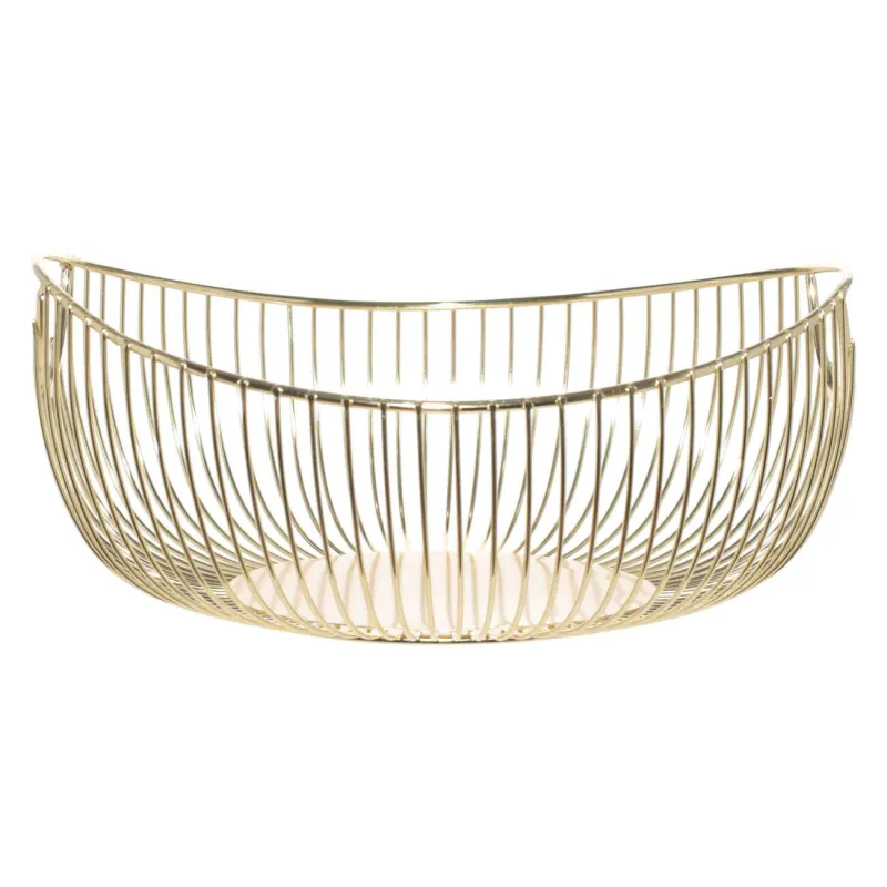 Жеміс себеті, 28 см, тұтқалары бар, металл, алтын, Twist gold