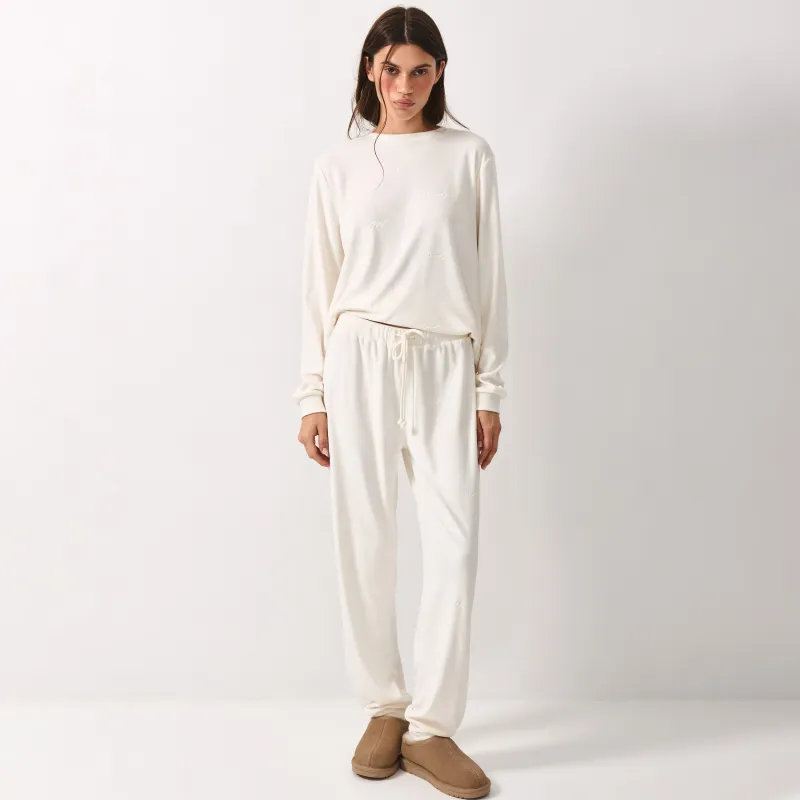 Әйелдер шалбары, үйге арналған, өлшемі L, велюр, сүт түстес, Жылқы, Tamila