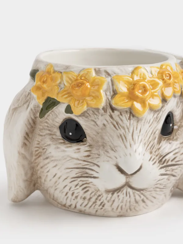 Саптыаяқ, 470 мл, керамика, сарғылт-қоңыр, Гүл шоқтарындағы қоян, Rabbit in narcis, image-1