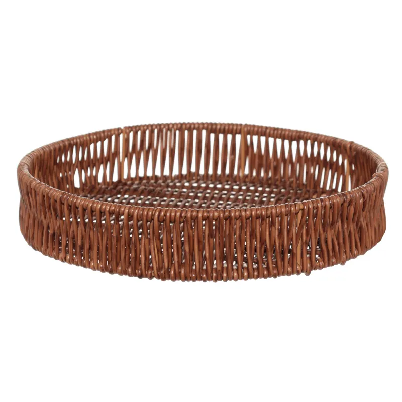 Поднос, 25 см, ротанг, круглый, коричневый, Blendy, image-0