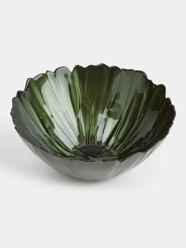 Ваза для фруктов, 30х14 см, стекло, зеленая, Verge, image-2