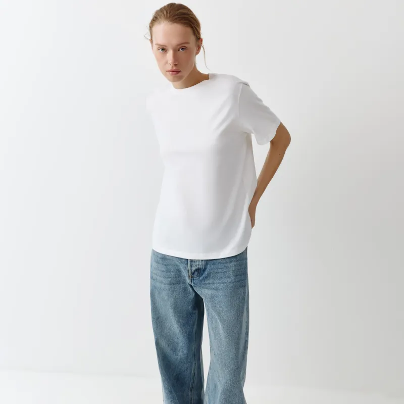 Әйелдер футболкасы, өлшемі L, мақта, сүт түстес, Neoma