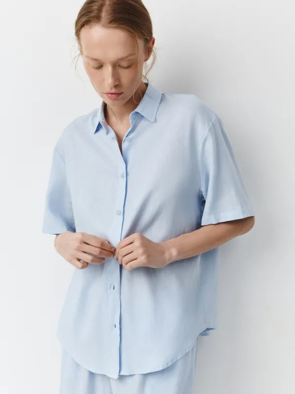 Әйелдер жейдесі, өлшемі XS, ұзын жеңді, зығыр/вискоза К, көгілдір, Estrella, image-2