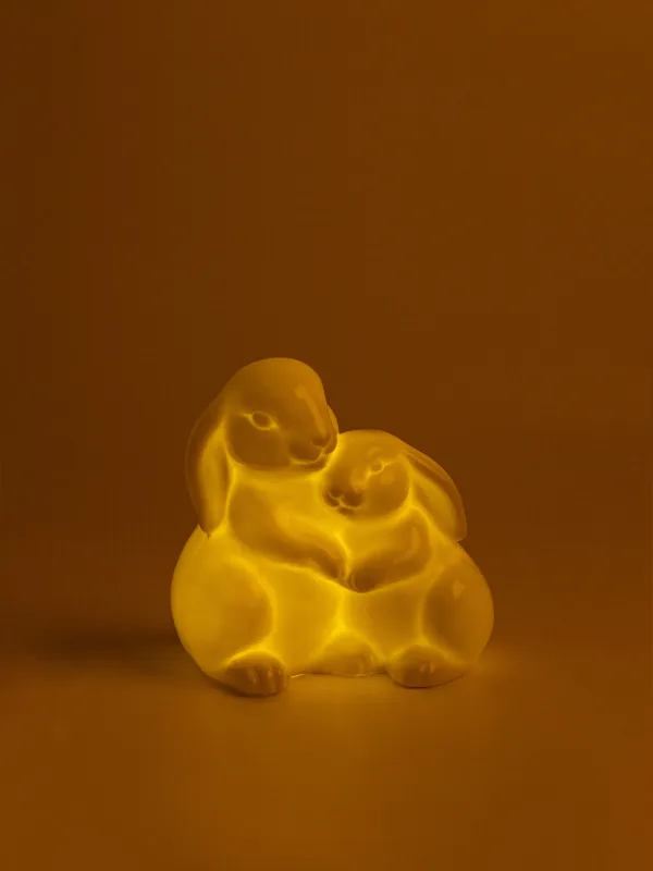 Статуэтка с подсветкой, 13 см, фарфор P, молочная, Кролики, Easter, image-4