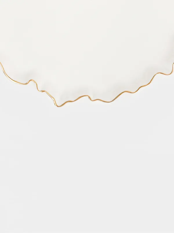 Тарелка обеденная, 25 см, фарфор P, с золотистым кантом, Мятый эффект, Crumple gold, image-2