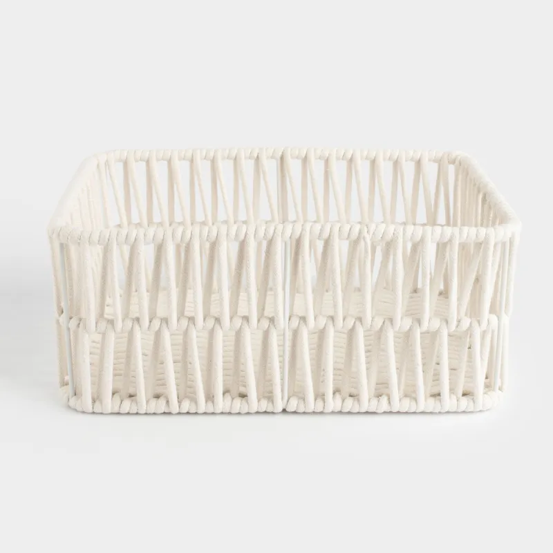 Сақтауға арналған себет, 28х18х11 см, мақта/металл, тікбұрышты, сүт түстес, тоқыма, Cosy