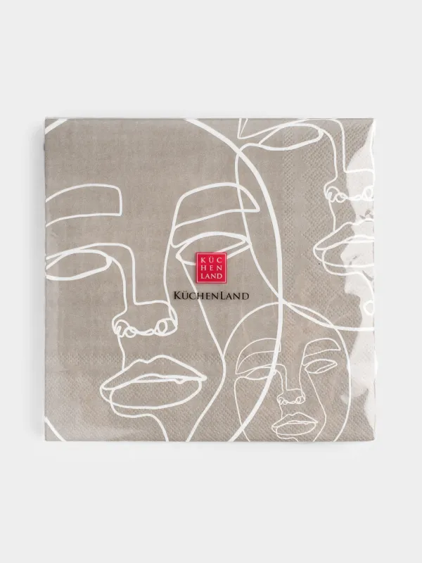 Салфетки бумажные, 33х33 см, 20 шт, Лица, Face, image-3