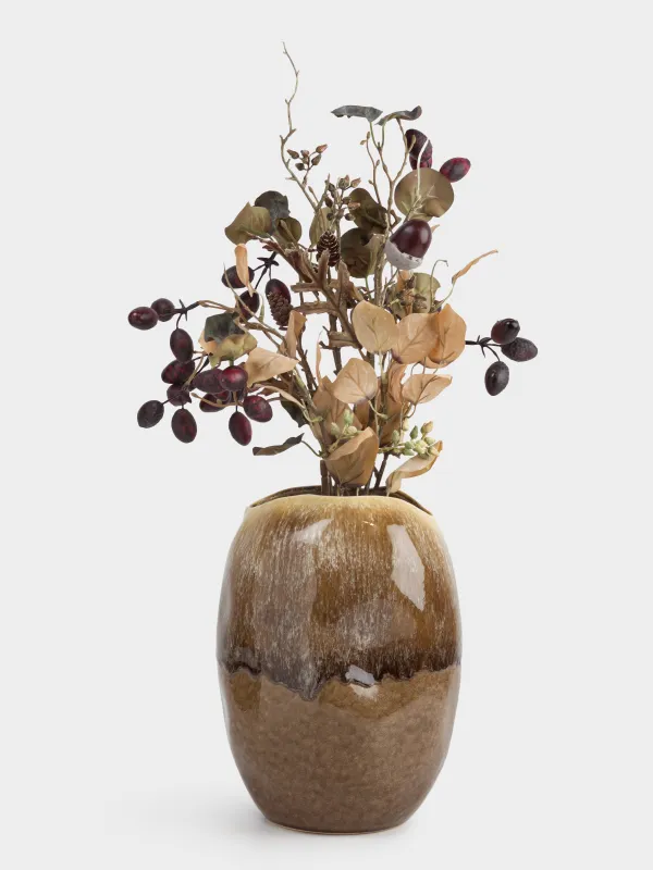 Гүл вазасы, 30 см, керамика, қоңыр, Жиегі тегіс емес, Antic, image-3