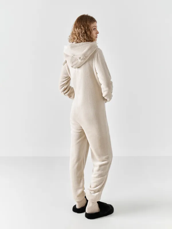 Әйелдер комбинезоны, үйге арналған, өлшемі S, капюшоны бар, флис, сұр, Мысық, Annie, image-4