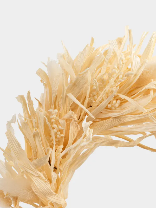 Венок декоративный, 12/23 см, сухоцветы, Лагурус с листьями, Dried flower, image-4