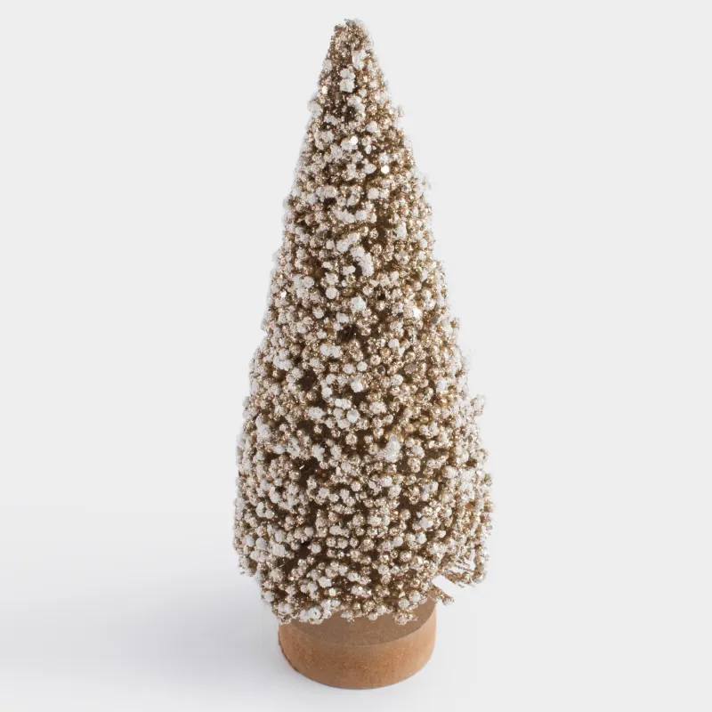 Мүсінше, 21 см, тұғырда, пластик/металл, ақ-алтын, Қар басқан шырша, Frosty sparks, image-2