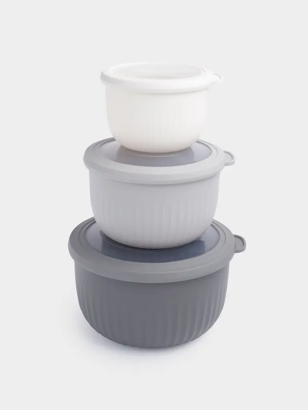 дар жиынтығы, қақпағы бар 3 дана, пластик, сұр, Flow, image-0