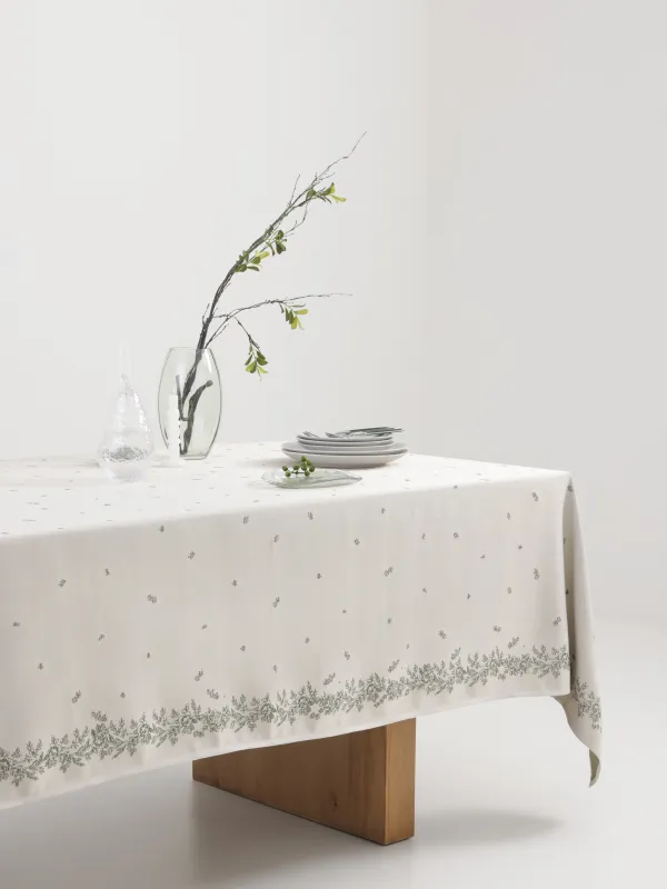 Скатерть, 170х250 см, из жаккарда, Зеленые цветы, Green flowers, image-6