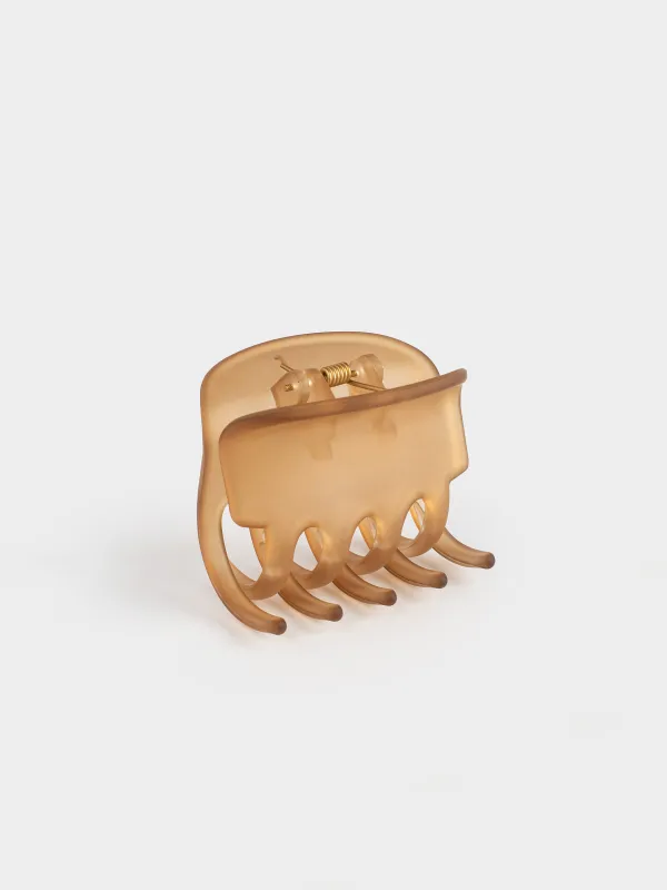 Заколка для волос, 6 см, пластик/металл, коричневая, Крабик, Hair basic, image-0