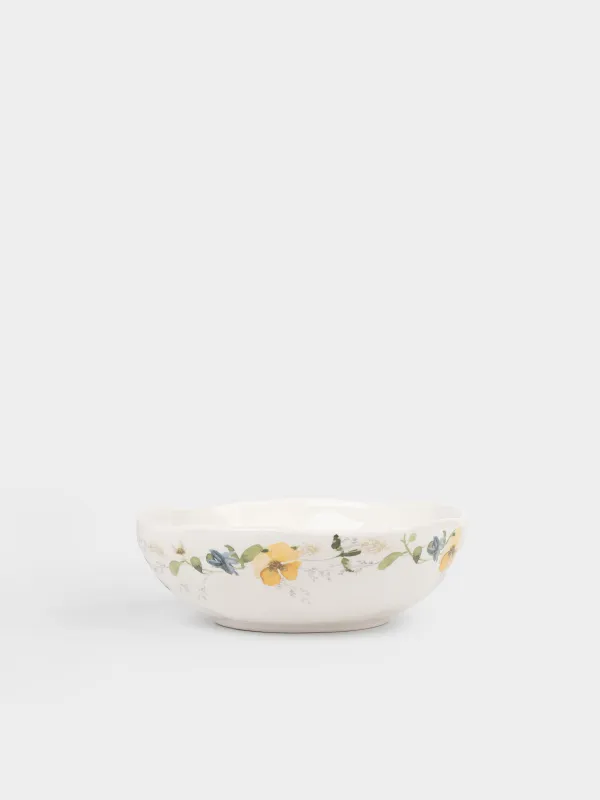 Салат ыдысы, 17х6 см, 600 мл, керамика, ақ, Гүлдері бар қоян, Natural Easter, image-0