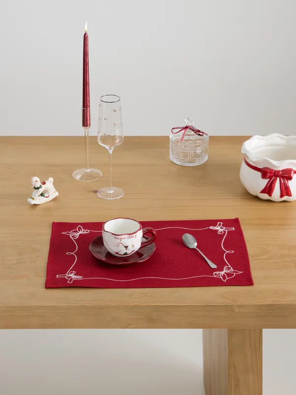 Аспаптарға арналған майлық, 30х45 см, полиэстер, тікбұрыш, қою қызыл, Бантиктер, Bow bordo, image-1