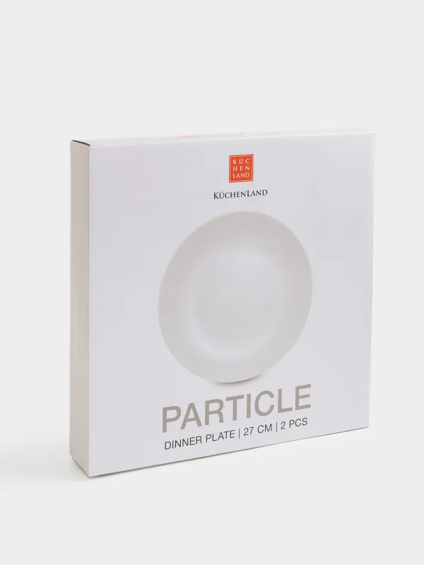 Түскі ас тәрелкесі, 27 см, 2 дана, керамика, сүт түстес, дақты, Particle, image-6