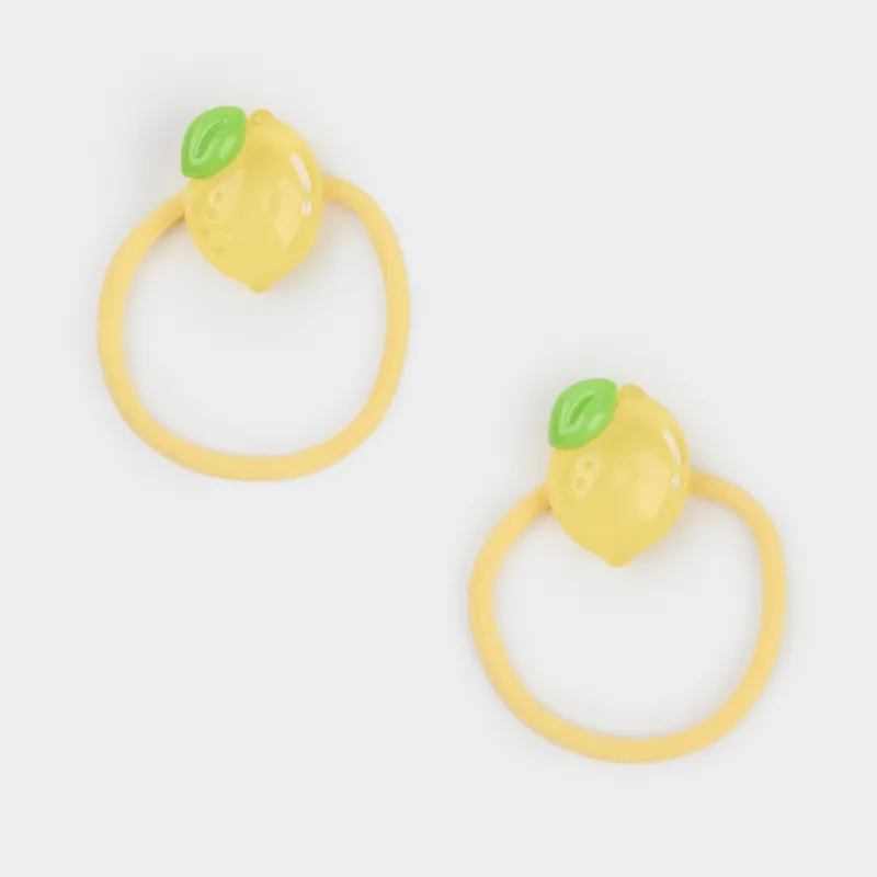 Шаш резеңкесі, 5 см, 2 дана, балаларға арналған, пластик/полиэстер, сары, Лимон, Gracile